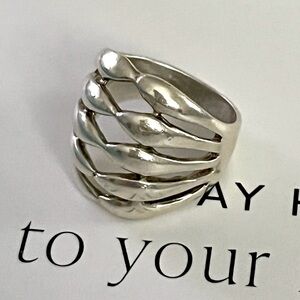 Sterling silver ring, vintage five row band sz 6